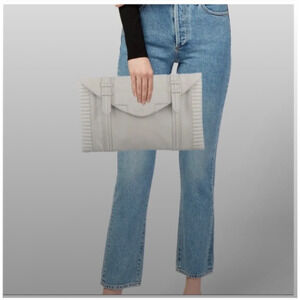 Reece Hudson BOWERY Ivory Cream OVERSIZE X-Large ENVELOPE LEATHER Clutch Purse